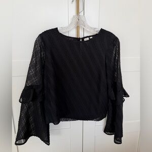 Anthropologie Cropped Ruffle Sleeve Women's Top